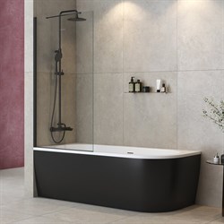 CEZARES Liberta Шторка на ванну прямоугольный ширина 90 см двери  профиль - черный / стекло - прозрачное 8 мм - фото 257077