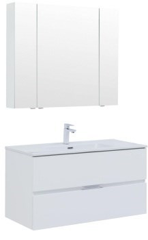AQUANET Мебель для ванной подвесная Алвита New 100 2 ящика, белый матовый - фото 257996