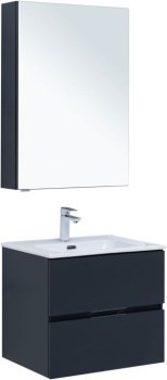 AQUANET Мебель для ванной подвесная Алвита New 60 2 ящика, антрацит - фото 258024