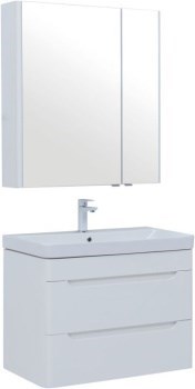 AQUANET Мебель для ванной подвесная София 80 белый глянец (2 ящика) - фото 258255