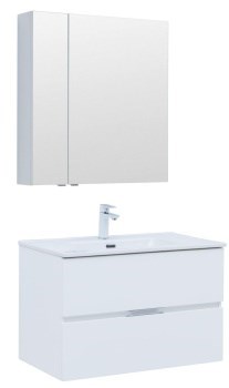 AQUANET Мебель для ванной подвесная Алвита New 80 2 ящика, белый матовый - фото 258789