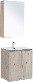 AQUANET Мебель для ванной подвесная Алвита New 60 2 дверцы, дуб веллингтон белый - фото 258864