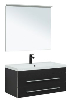 AQUANET Мебель для ванной подвесная Верона 90 New черный матовый - фото 258994