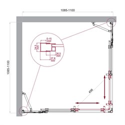 BELBAGNO Luce Душевой уголок квадратный размер 110x110 см профиль - хром / стекло - матовое, двери раздвижные, стекло 6 мм LUCE-A-22-90+20-P-Cr - фото 261458