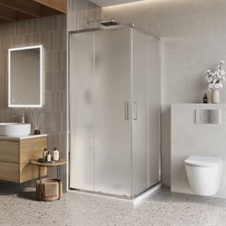 BELBAGNO Luce Душевой уголок квадратный размер 90x90 см профиль - хром / стекло - рифленое, двери раздвижные, стекло 6 мм LUCE-A-2-90-P-Cr - фото 261495
