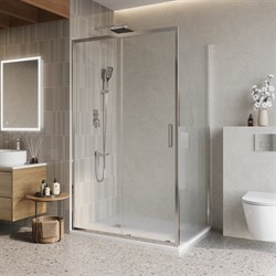 BELBAGNO Luce Душевой уголок прямоугольный размер 150x100 см профиль - хром / стекло - прозрачное, двери раздвижные, стекло 6 мм LUCE-AH-1-150/100-C-Cr - фото 261576