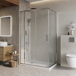 BELBAGNO Luce Душевой уголок прямоугольный размер 130x100 см профиль - хром / стекло - прозрачное, двери раздвижные, стекло 6 мм LUCE-AH-21-130/100-C-Cr - фото 261663