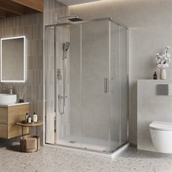 BELBAGNO Luce Душевой уголок прямоугольный размер 150x90 см профиль - хром / стекло - прозрачное, двери раздвижные, стекло 6 мм LUCE-AH-21-150/90-C-Cr - фото 261683