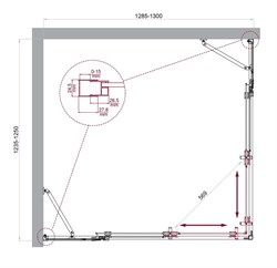 BELBAGNO Luce Душевой уголок прямоугольный размер 130x125 см профиль - хром / стекло - прозрачное, двери раздвижные, стекло 6 мм LUCE-AH-22-130/125-C-Cr - фото 261711