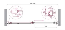 BELBAGNO Luce Душевая дверь в нишу ширина 150 см профиль - хром / стекло - прозрачное, двери раздвижные, стекло 6 мм LUCE-BF-1-150-C-Cr - фото 261726