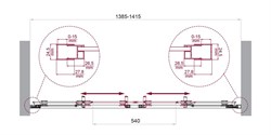 BELBAGNO Luce Душевая дверь в нишу ширина 140 см профиль - хром / стекло - прозрачное, двери раздвижные, стекло 6 мм LUCE-BF-2-140-C-Cr - фото 261727