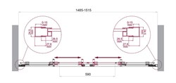 BELBAGNO Luce Душевая дверь в нишу ширина 150 см профиль - хром / стекло - прозрачное, двери раздвижные, стекло 6 мм LUCE-BF-2-150-C-Cr - фото 261728