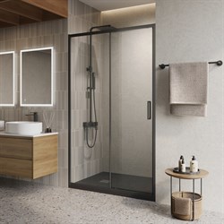 BELBAGNO Luce Душевая дверь в нишу ширина 120 см профиль - черный / стекло - прозрачное, двери раздвижные, стекло 6 мм LUCE-BF-1-120-C-NERO - фото 261858