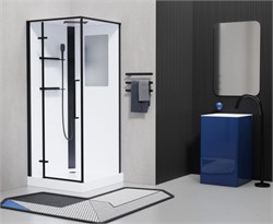 ESBANO Muse Душевая кабина гидромассажная квадратная левая размер 90x90 см, профиль - черный / стекло - белое ESKM90QDL - фото 289181