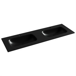 CERAMICA NOVA Grace Раковина накладная мебельная прямоугольная 1410x457x137 с двумя чашами и отверстиями под смеситель цвет черный матовый CN7022MB - фото 290323