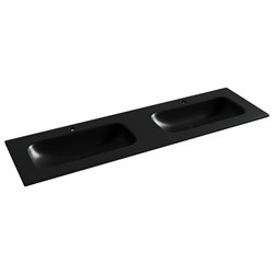 CERAMICA NOVA Grace Раковина накладная мебельная прямоугольная 1610x457x137 с двумя чашами и отверстиями под смеситель цвет черный матовый CN7023MB - фото 290339