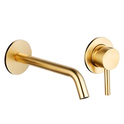 AQUAme Siena Смеситель для раковины настенный на 2 отв. 180мм, внутр монтаж в компл., Glossy gold AQM6215GG - фото 305383