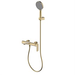 AQUAme Monza Смеситель для ванны однорычажный, с душевым набором, 3 режима, Brushed gold AQM6312BG - фото 305625