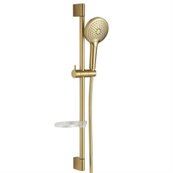AQUAme Душевой гарнитур H=790мм, ?120 мм, 3 режима, мыльница, шланг 1500мм, Glossy gold AQM8101GG - фото 306245