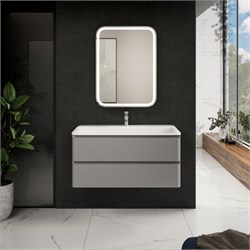 AQUAme "S4" тумба под умывальник подвесная 100 см., цвет серый. AQM900410GM - фото 306495