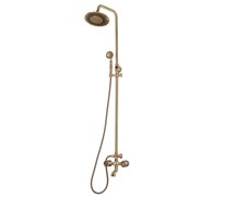 Bronze de Luxe Royal Комплект для ванной и душа двухручковый короткий (10см) излив, "Двойной цветок" (10121DF)