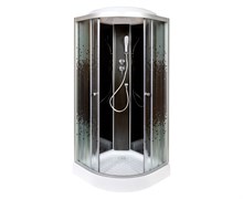 DETO Душевая кабина L801 стандартная BLACK, размер 100x100 см, профиль матовый хром, стекло с узором