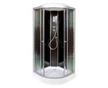 DETO Душевая кабина L801 с электрикой BLACK, размер 100x100 см, профиль матовый хром, стекло с узором