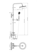 BELBAGNO Ancona Душевая стойка со смесителем для ванны, верхним и ручным душем, хром ANCONA-VSCM-CRM. Диаметр верхнего душа 25 см.