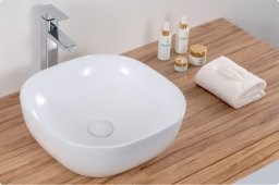 BELBAGNO Раковина накладная керамическая BB1301, квадратная, 425х425х145, цвет белый BB1301