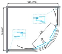 BELBAGNO Due Душевой уголок полукруглый-ассиметричный, размер 100х80 см, двери раздвижные, стекло 5 мм DUE-RH-2-100/80-C-Cr