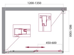 BELBAGNO Unique Душевой уголок прямоугольный, размер 120х100 см, двери раздвижные, стекло 5 мм UNIQUE-AH-1-120/135-100-C-Cr