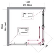 BELBAGNO Uno-195 Душевой уголок квадратный, размер 100х100 см, двери раздвижные, стекло 5 мм
