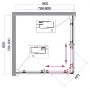 BELBAGNO Uno-195 Душевой уголок квадратный, размер 80х80 см, двери раздвижные, стекло 5 мм UNO-195-A-2-80-P-Cr