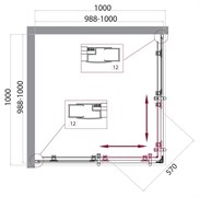 BELBAGNO Uno-195 Душевой уголок квадратный, размер 100х100 см, двери раздвижные, стекло 5 мм UNO-195-A-2-100-CH-CR