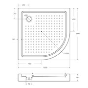 CEZARES Акриловый поддон TRAY-A-R-100-550-15-W0 полукруглый, размер 100х100 см, высота 15 см, цвет белый TRAY-A-R-100-550-15-W0