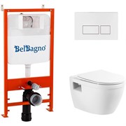 BELBAGNO Loto Комплект 3 в 1 Унитаз подвесной с сиденьем BelBagno LOTO  BB070CHR/SC + Комплект 2 в 1 Система инсталляции для унитазов BelBagno BB026/BB042BL BB070CHR/SC/BB026/BB042BL