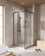 CEZARES Relax 304 Душевой уголок квадратный размер 90x90 см двери раздвижные профиль - оружейная сталь / стекло - прозрачное 8 мм RELAX-304-A-2-90-C-GM