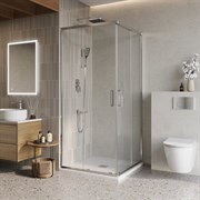 BELBAGNO Luce Душевой уголок квадратный размер 100x100 см профиль - хром / стекло - прозрачное, двери раздвижные, стекло 6 мм LUCE-A-2-100-C-Cr