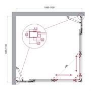 BELBAGNO Luce Душевой уголок квадратный размер 110x110 см профиль - хром / стекло - матовое, двери раздвижные, стекло 6 мм LUCE-A-22-90+20-P-Cr