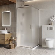 BELBAGNO Luce Душевой уголок квадратный размер 90x90 см профиль - хром / стекло - рифленое, двери раздвижные, стекло 6 мм LUCE-A-2-90-P-Cr