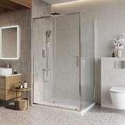 BELBAGNO Luce Душевой уголок прямоугольный размер 100x90 см профиль - хром / стекло - прозрачное, двери раздвижные, стекло 6 мм LUCE-AH-1-100/90-C-Cr