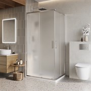 BELBAGNO Luce Душевой уголок прямоугольный размер 100x80 см профиль - хром / стекло - матовое, двери раздвижные, стекло 6 мм LUCE-AH-2-100/80-P-Cr