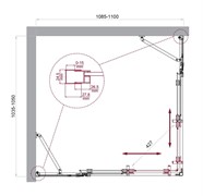 BELBAGNO Luce Душевой уголок прямоугольный размер 110x105 см профиль - хром / стекло - прозрачное, двери раздвижные, стекло 6 мм