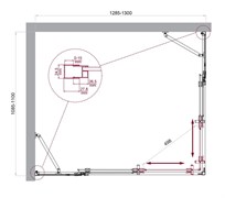 BELBAGNO Luce Душевой уголок прямоугольный размер 130x110 см профиль - хром / стекло - прозрачное, двери раздвижные, стекло 6 мм LUCE-AH-22-130/110-C-Cr