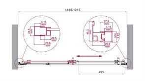 BELBAGNO Luce Душевая дверь в нишу ширина 120 см профиль - золото / стекло - прозрачное, двери раздвижные, стекло 6 мм