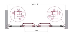 BELBAGNO Luce Душевая дверь в нишу ширина 150 см профиль - хром / стекло - прозрачное, двери раздвижные, стекло 6 мм LUCE-BF-2-150-C-Cr