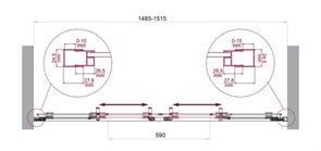 BELBAGNO Luce Душевая дверь в нишу ширина 150 см профиль - хром / стекло - прозрачное, двери раздвижные, стекло 6 мм